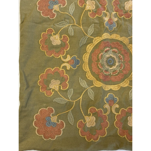 Harbor House Embroidered Pillow Sham 17"x17" Green Floral Boho Hippie Old World - Picture 9 of 16
